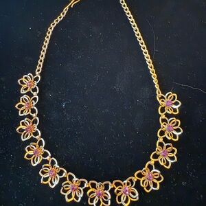 Floral Gold and Pink necklace